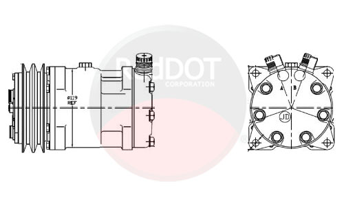RedDot Compressor Qp7H15 12V 132Mm A2 Ear 4639   RD570881P - image 1 of 1