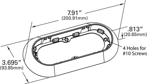 Grote Surface Mount Snap In Flange For 6In Oval Lights Chrome 42153