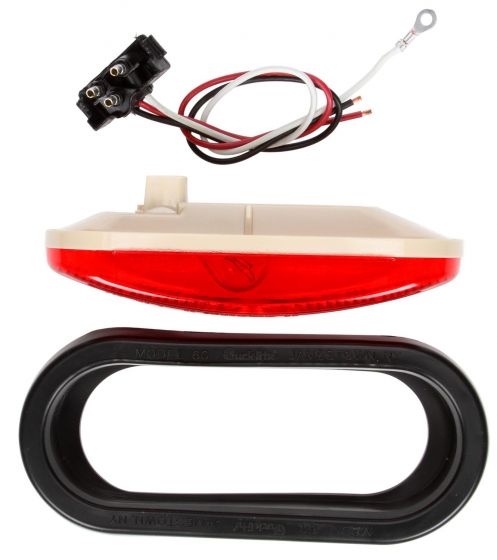 Truck-Lite 60 Economy Incandescent Red Oval 1 Bulb Stop Turn Tail Black Grommet Mount PL3 Stripped End Ring Terminal Kit 60083R - image 1 of 2
