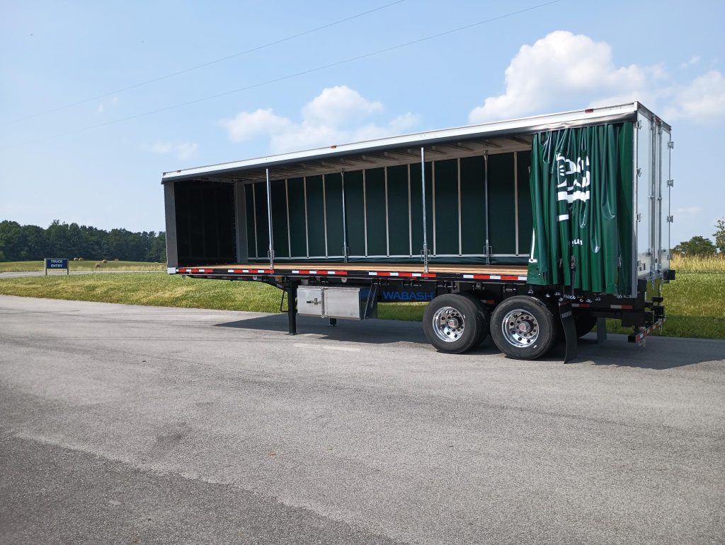 flatbed with curtainside open
